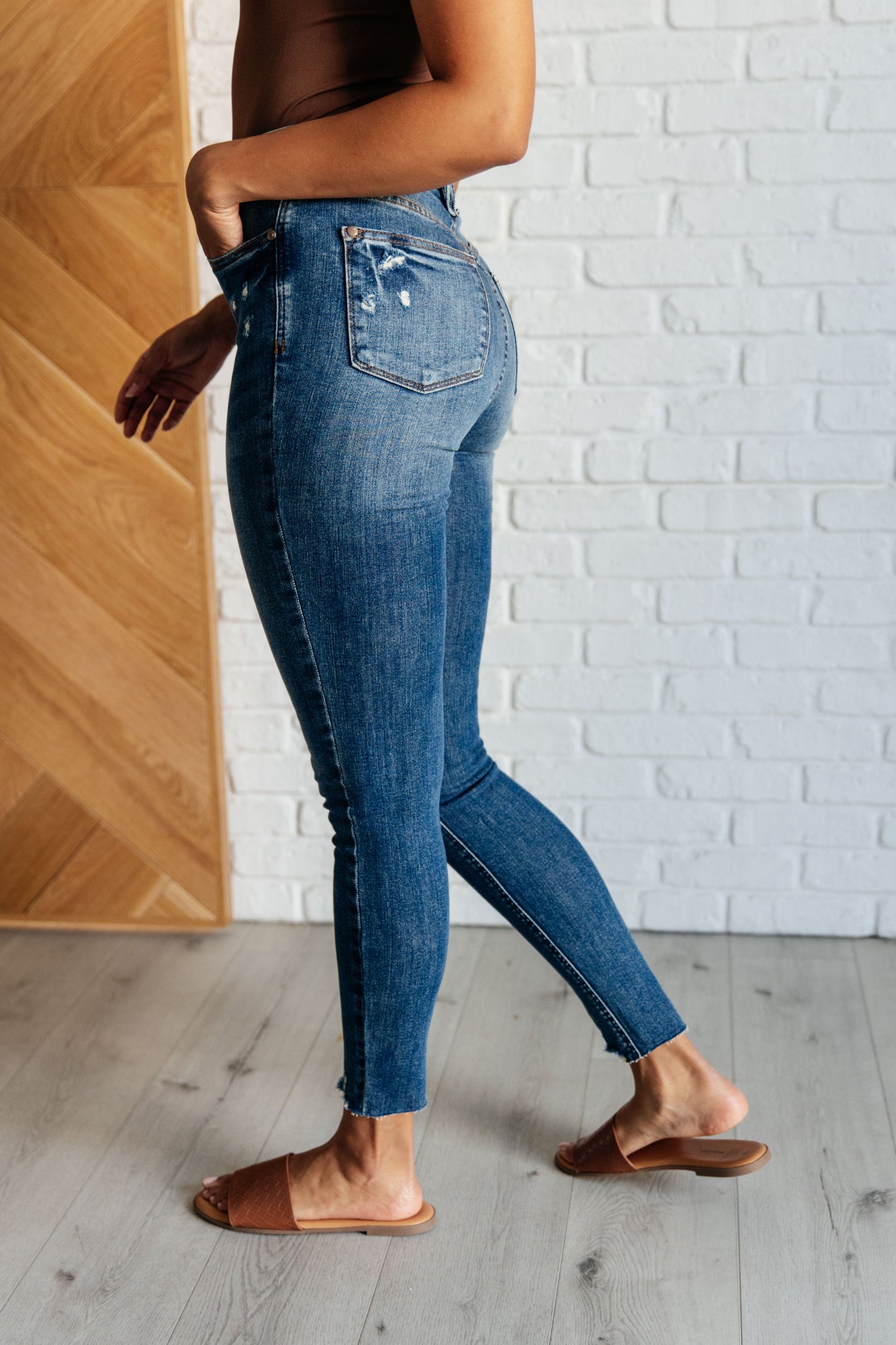 Judy Blue Alba Distressed Hem Skinny Jeans