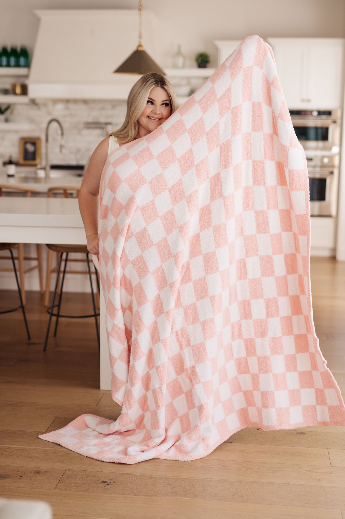 Penny Blanket Single Cuddle Size in Pink Check